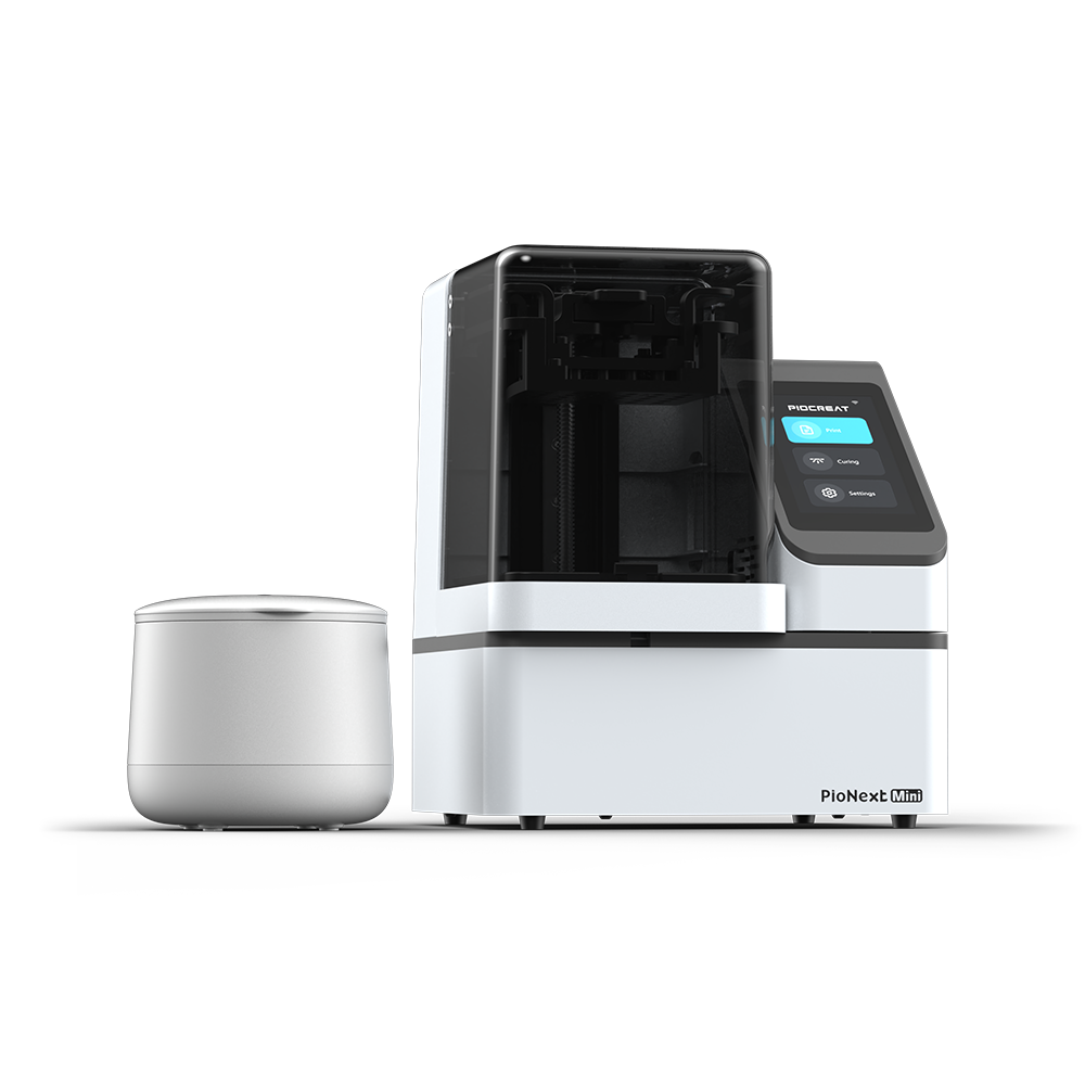 Impresora 3D PioNext Mini junto a su unidad auxiliar