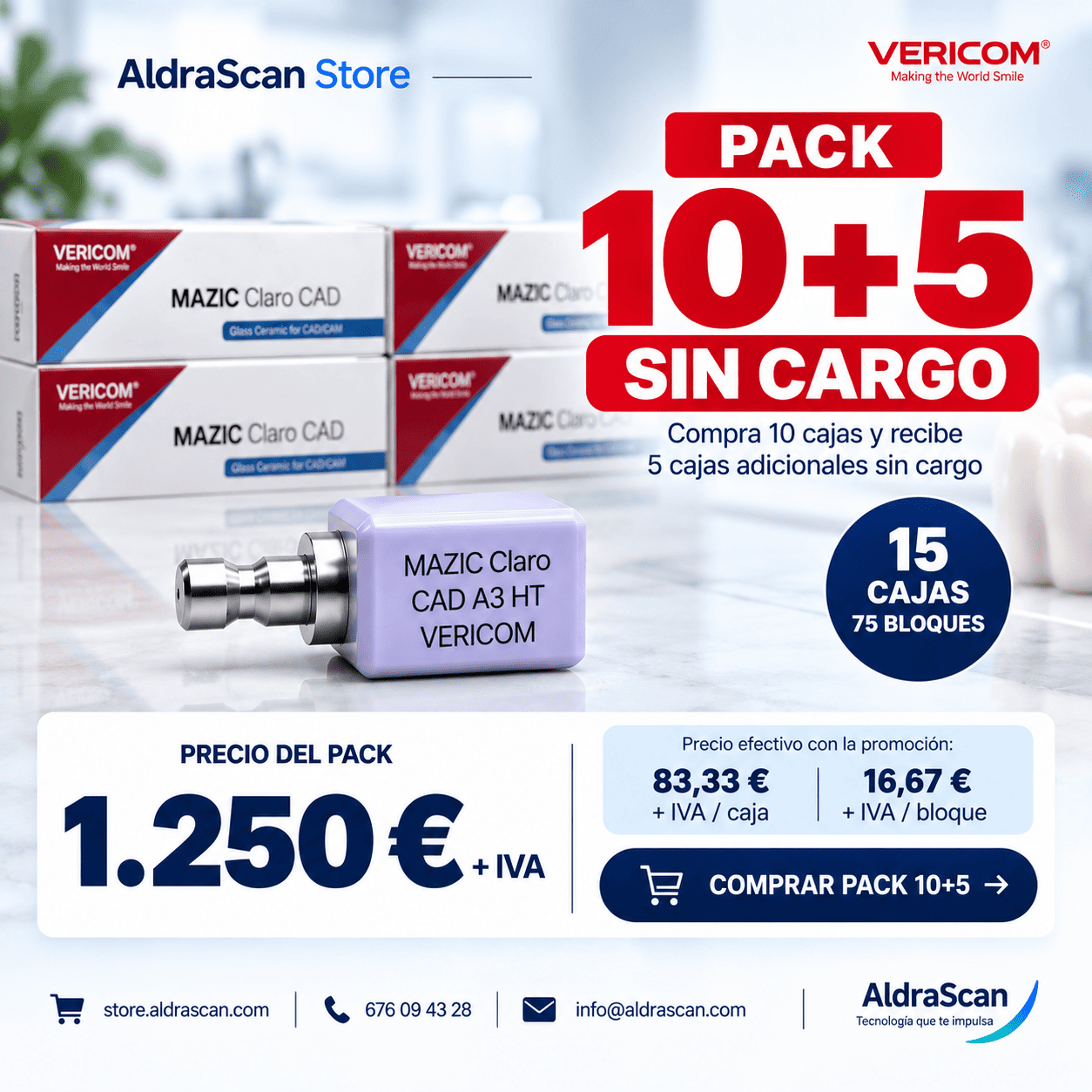 Pack 10+5 de MAZIC Claro CAD: 15 cajas y 75 bloques por 1.250 € + IVA